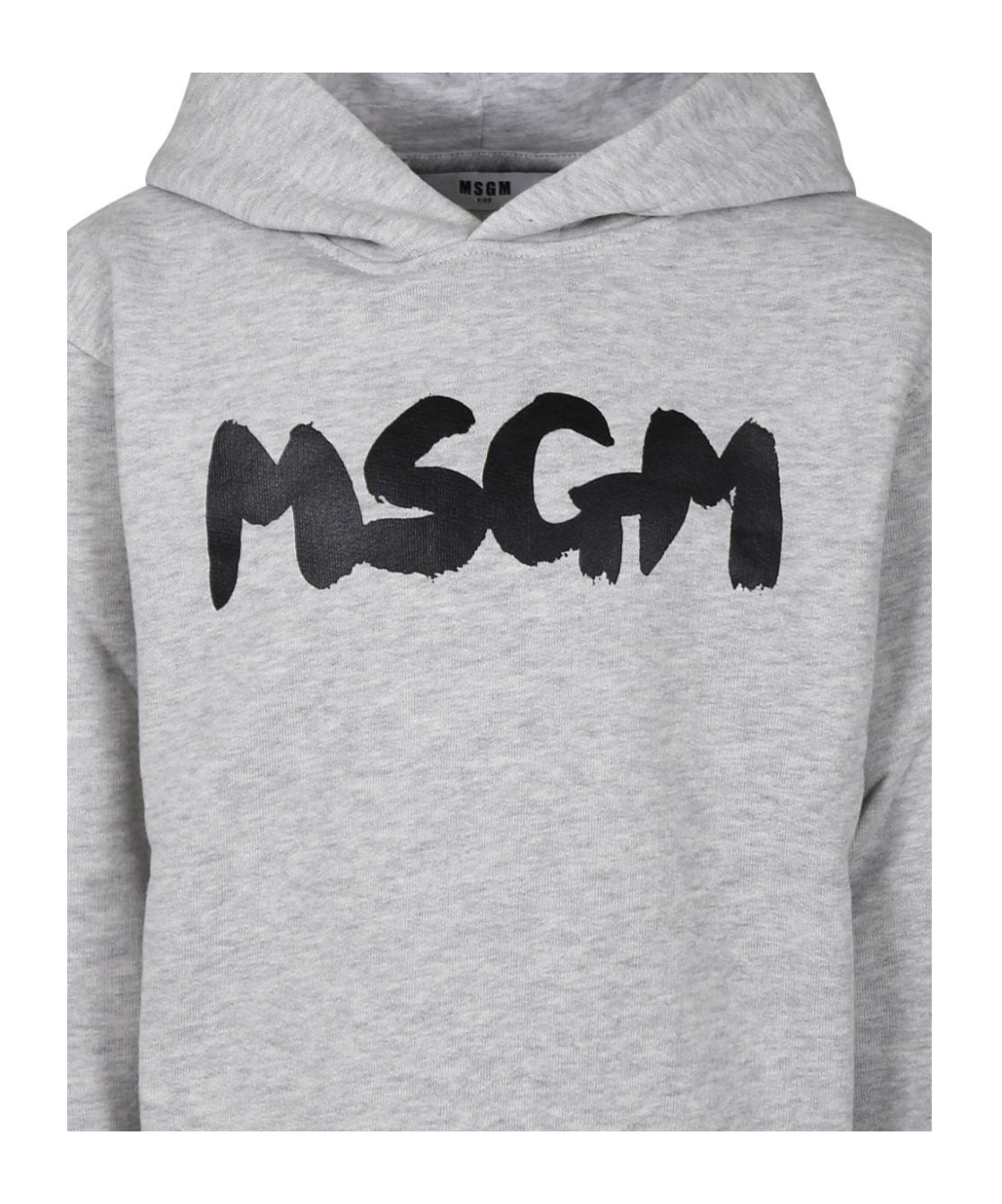 Shop Msgm Print-at-chest Hoodie In Gray