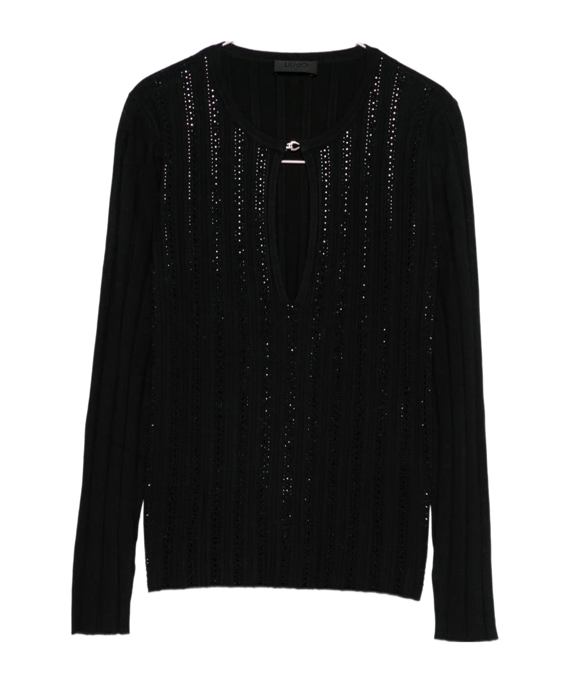 Liu •jo Crystal Embellished Sweater In Black