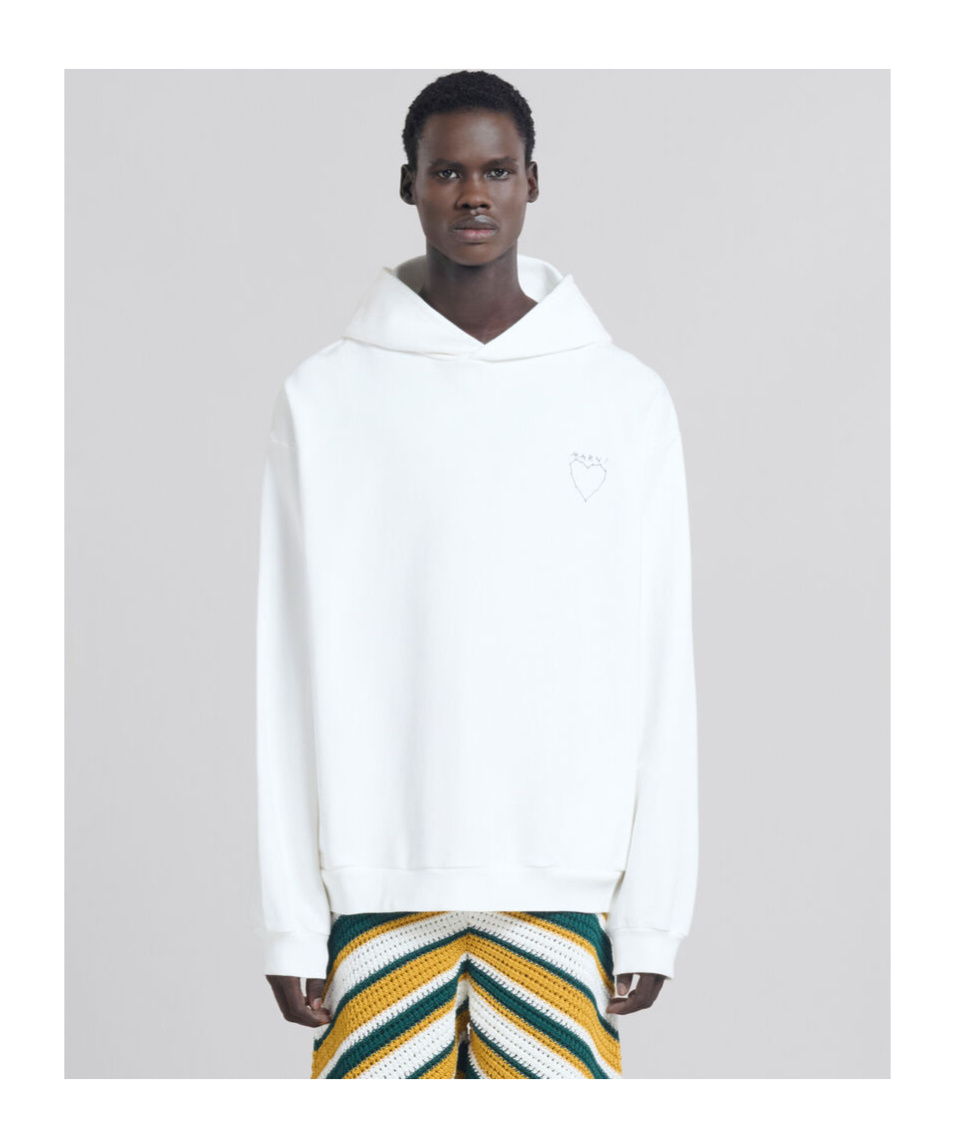 Marni Logo-printed Drop Shoulders Hoodie In White