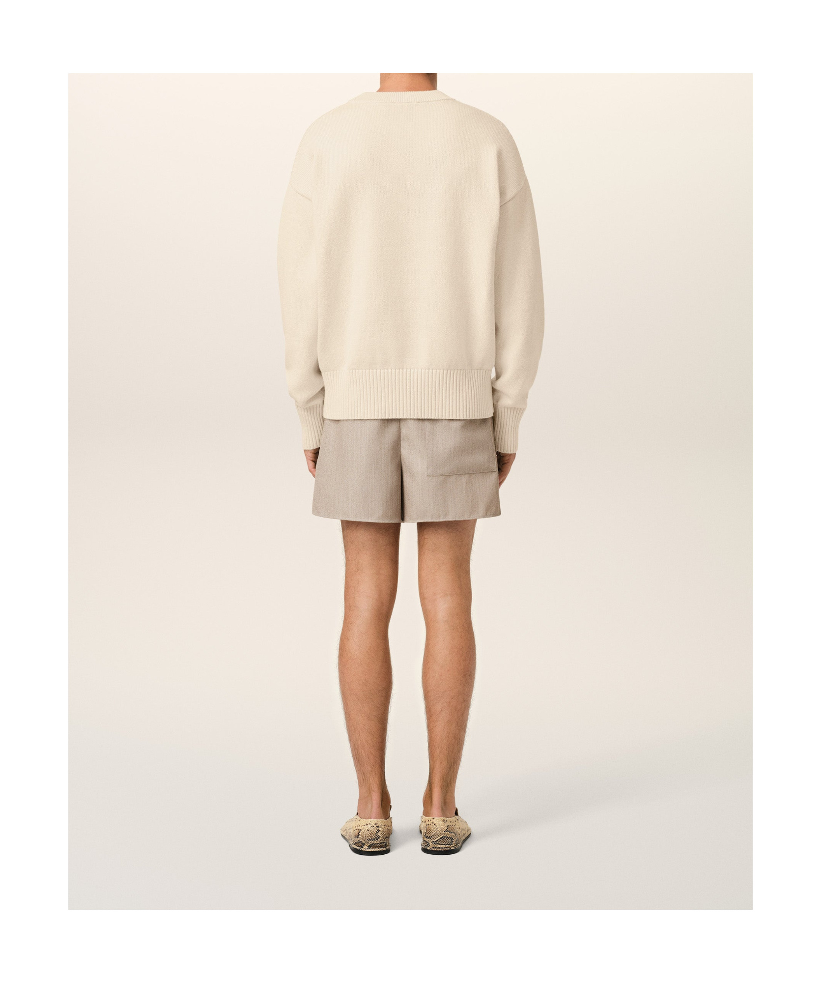 Shop Ami Alexandre Mattiussi Ami Logo Embroidered Crewneck Jumper In Nude