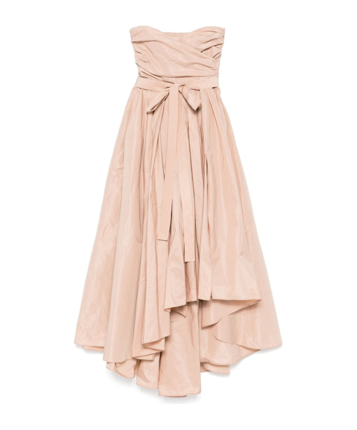 Shop Pinko Strapless Wrap Detailed Dress In Nude