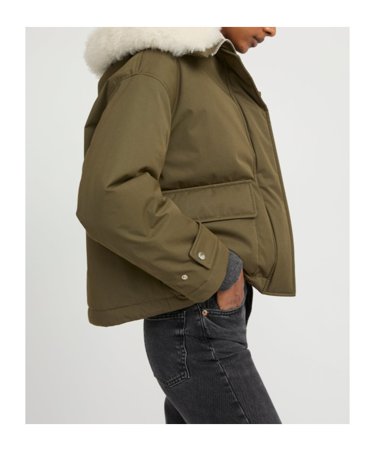 Yves Salomon Hooded Patch-pocket Jacket In Green