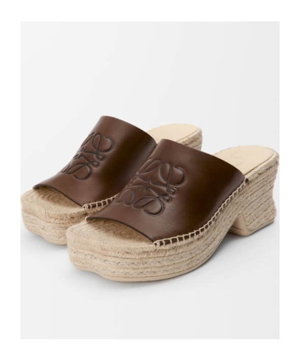 Loewe Petal Platform Espadrilles In Vegetable Tanned Calfskin Sandals Brown In Brown