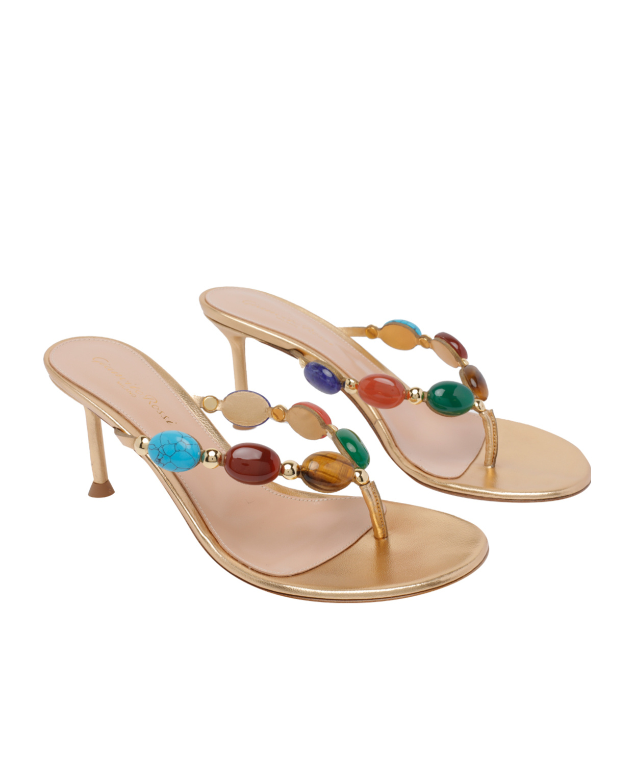 Gianvito Rossi Shanti Thong 70mm Leather Sandals In Multi