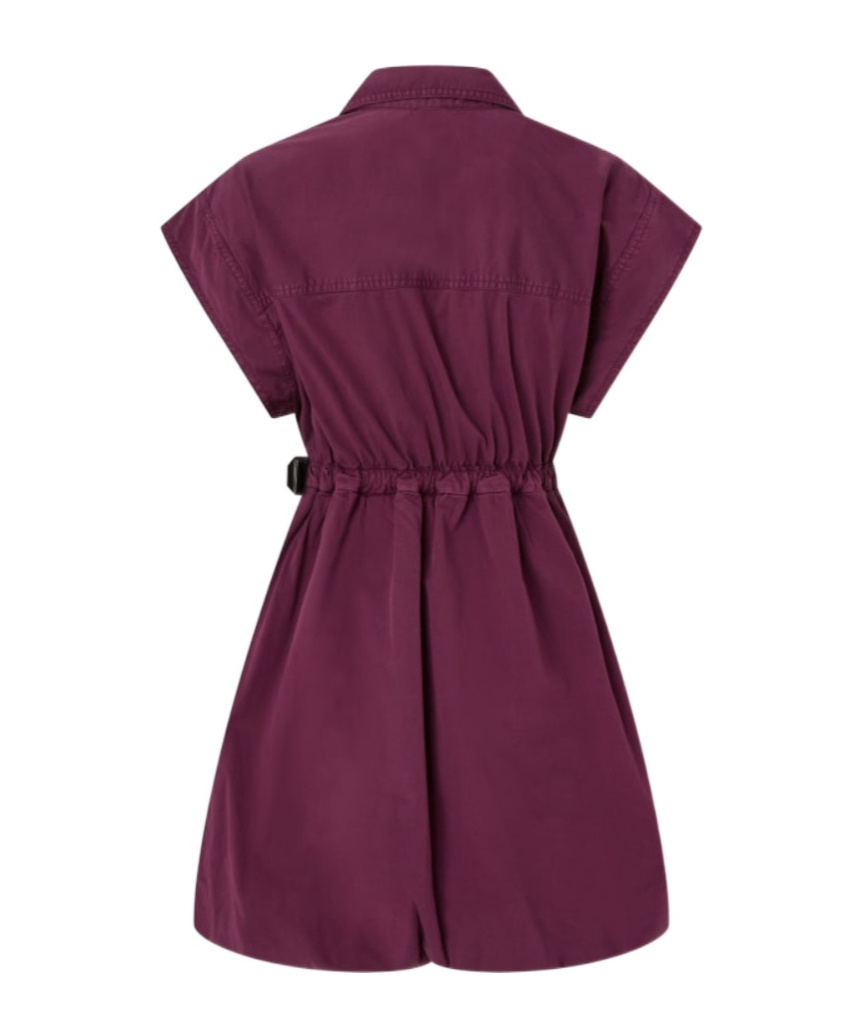 Pinko Short Shirt Dress With Crisscross In Burgundy
