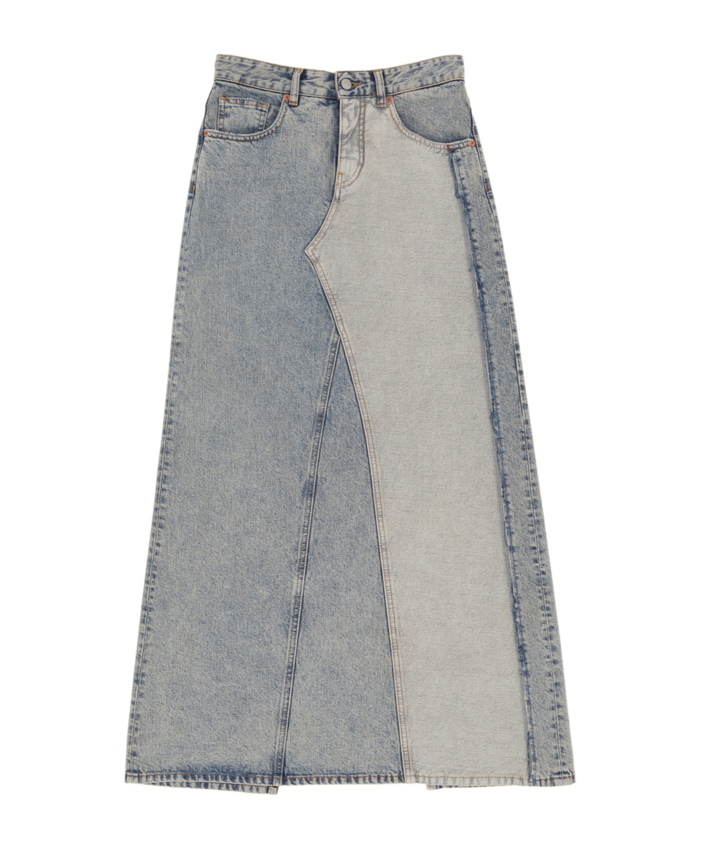 Shop Mm6 Maison Margiela Slit Denim Maxi-skirt In Gray