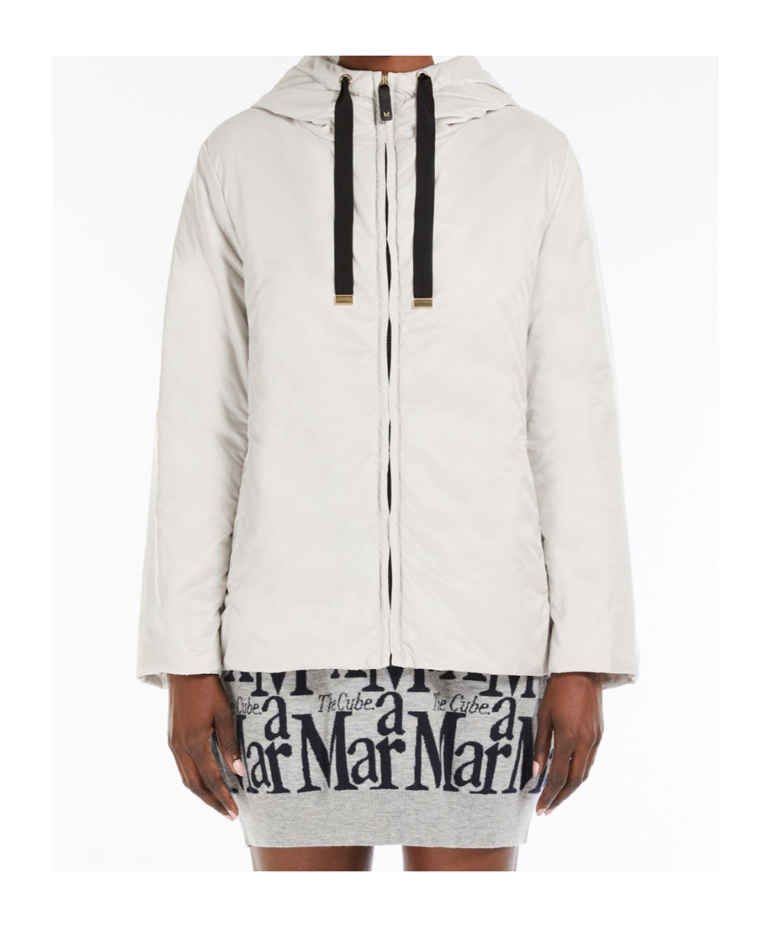 Shop Max Mara The Cube Zip-up Drawstring Jacket In White