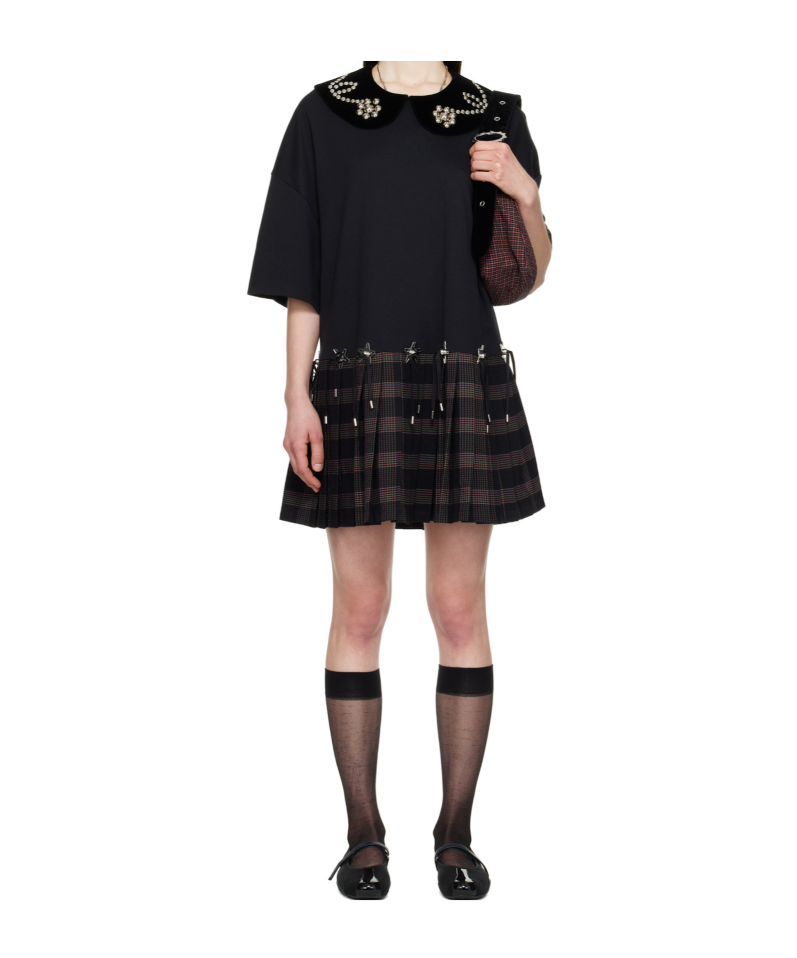 Chopova Lowena Black Saltos Kilt Minidress In Black