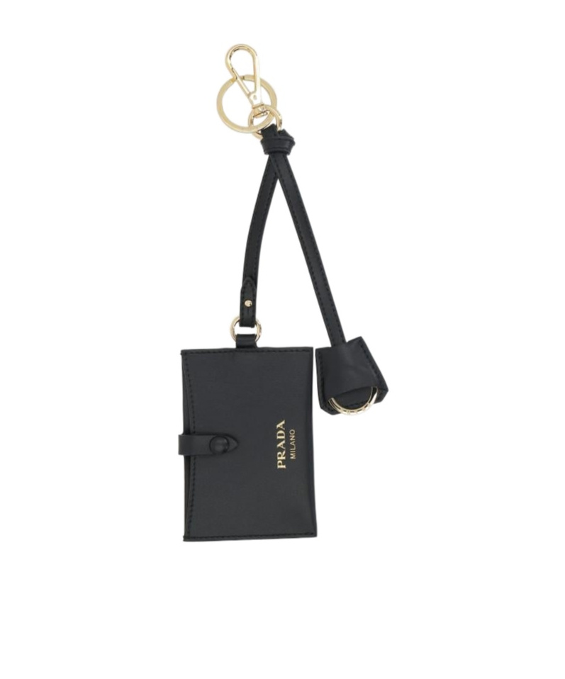 Prada Leather Mirror Case Pendant In Black