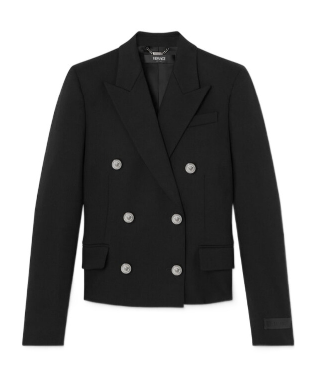 Versace Double-breasted Blazer In Black