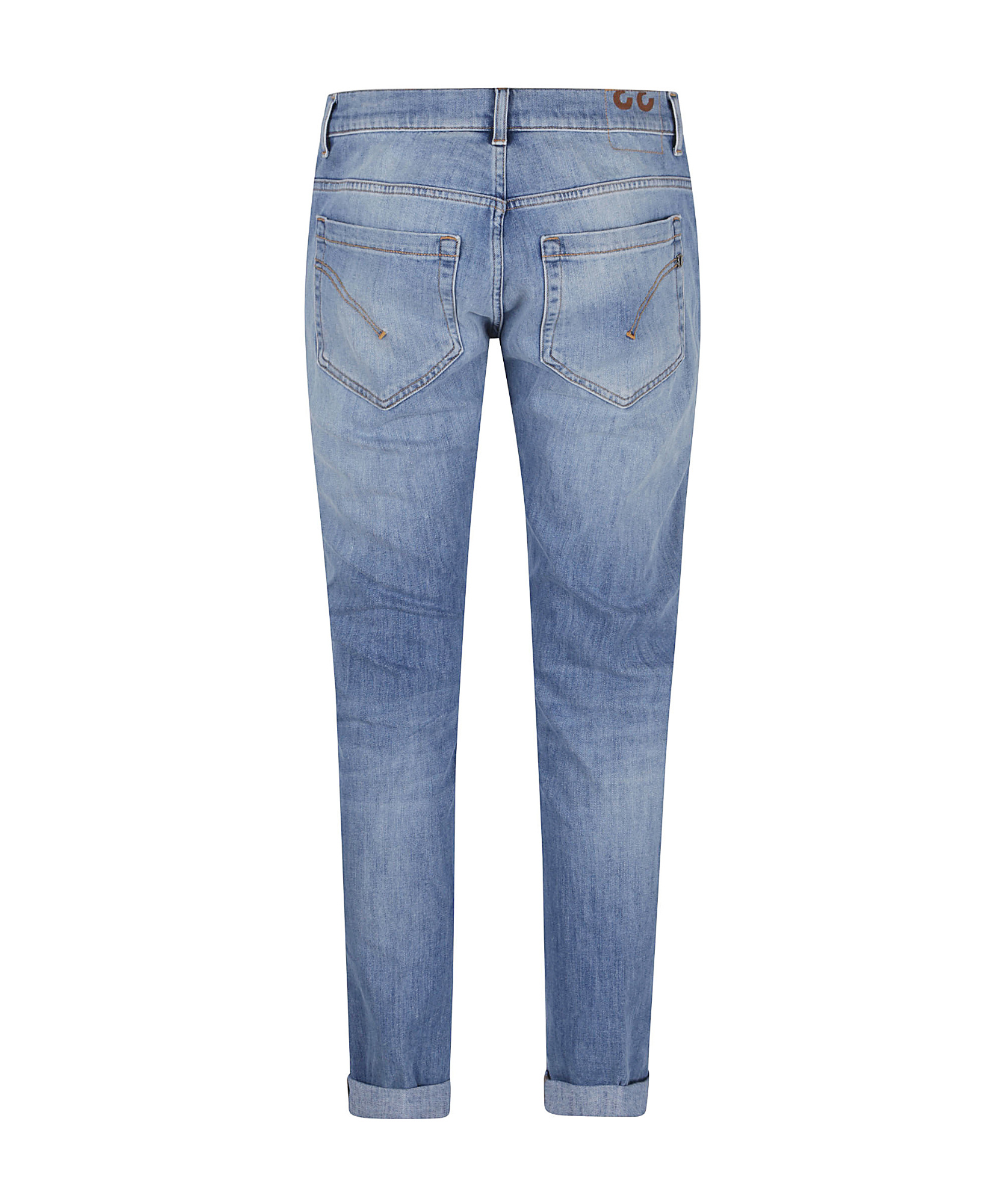 Dondup Tapered Blue Denim Jeans With Distressed Details In Blue