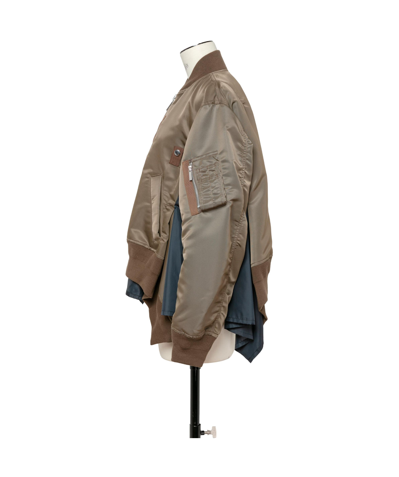 Sacai Khaki Nylon Twill Bomber Jacket In Brown