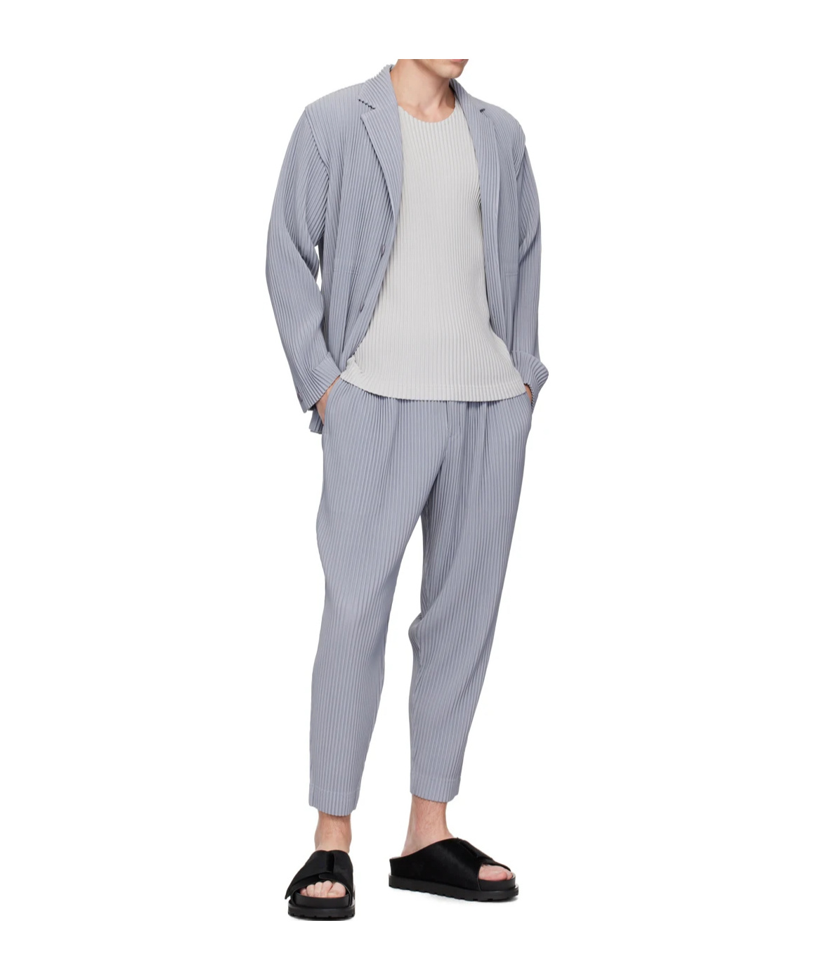 Issey Miyake Tailored Pleats Suit Coat In Gray