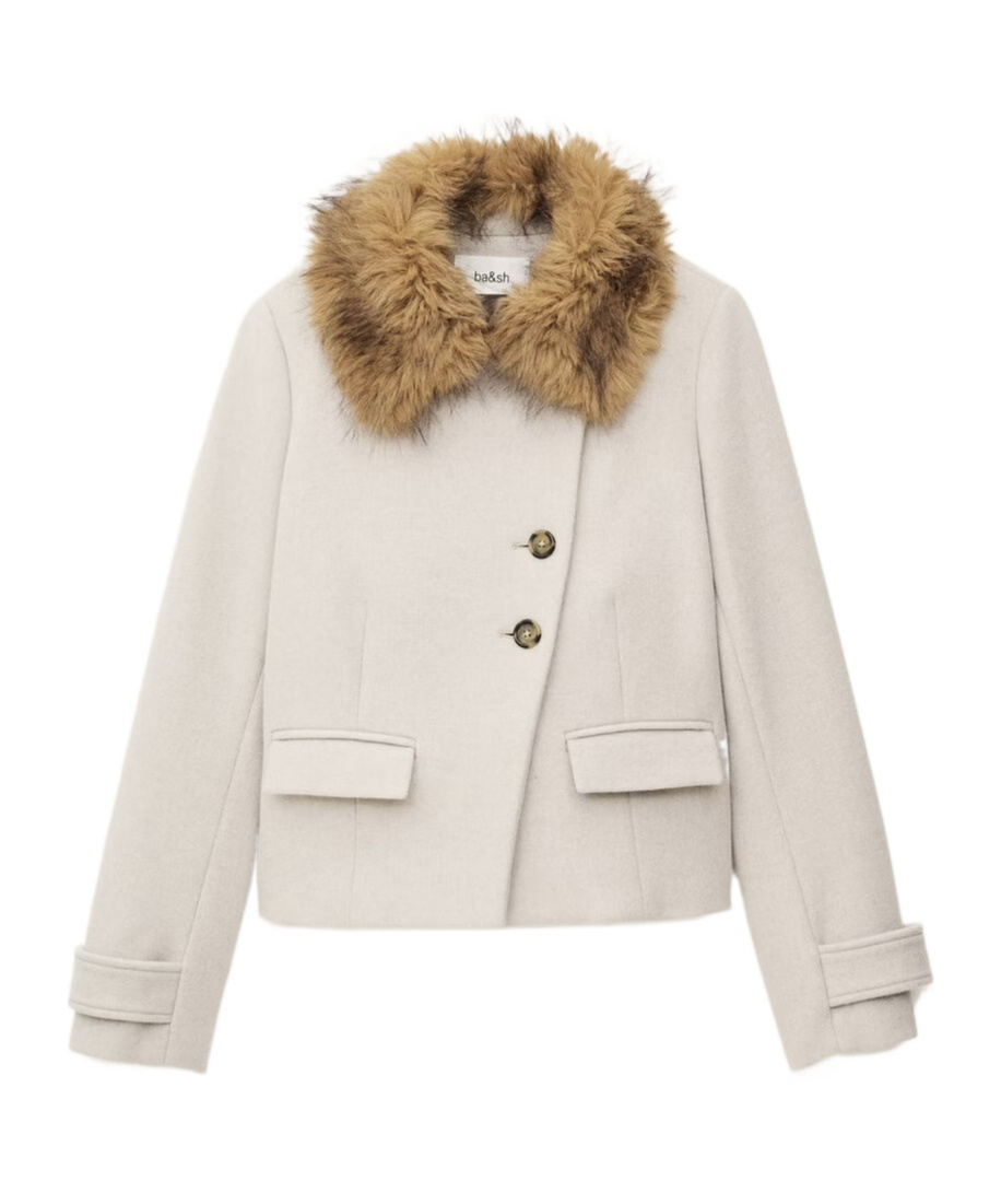 Bash Lapel Long-sleeved Coat In White