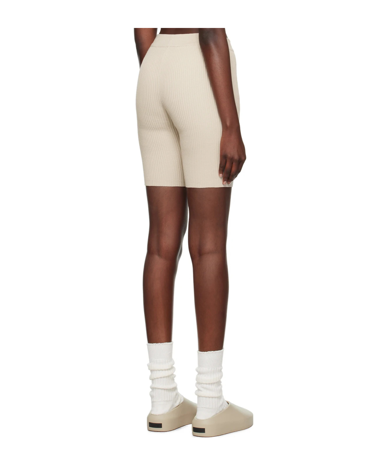 Essentials Taupe Patch Shorts In Nude
