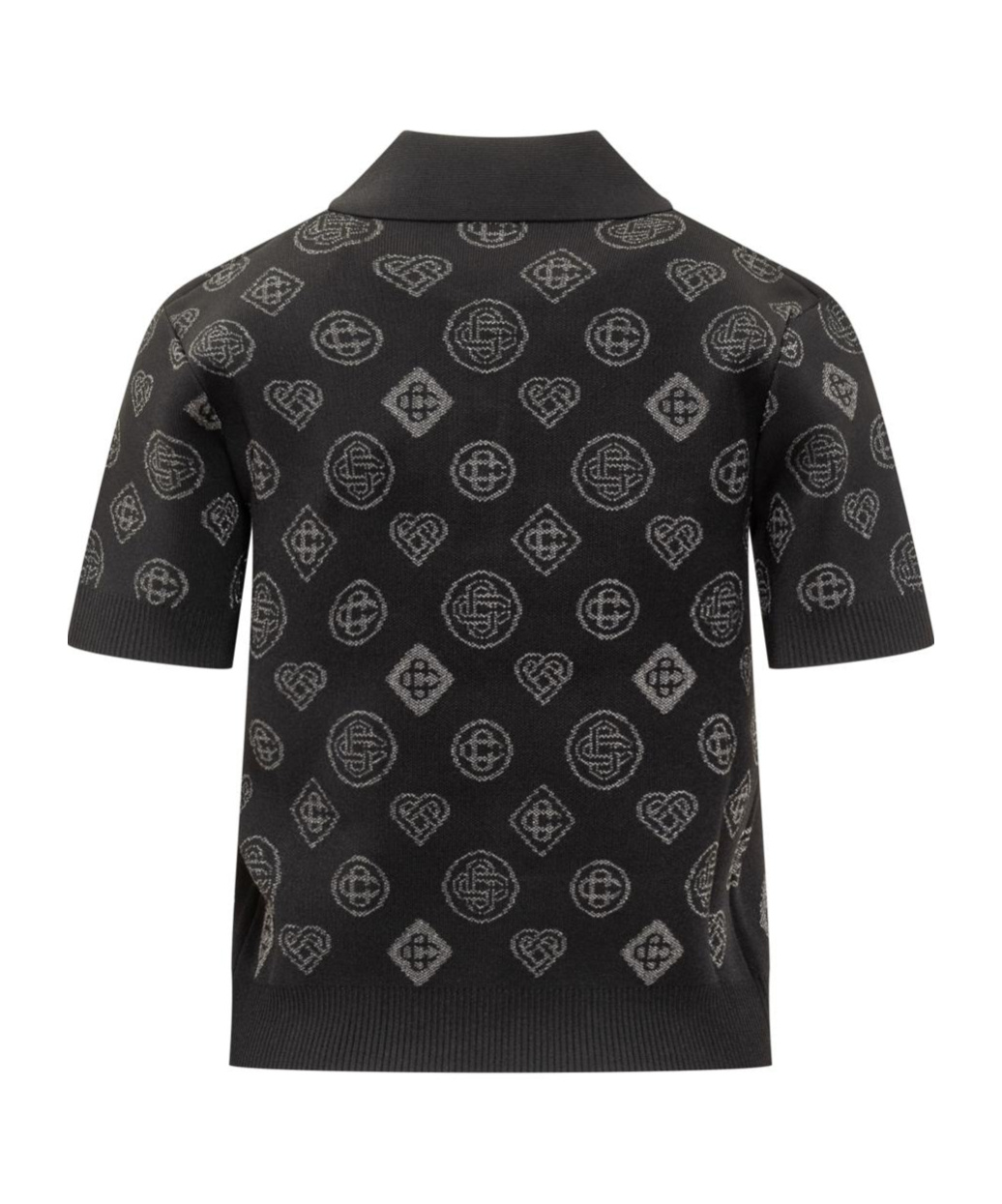 Casablanca Knitted Polo Shirt With Monogram Pattern In Black
