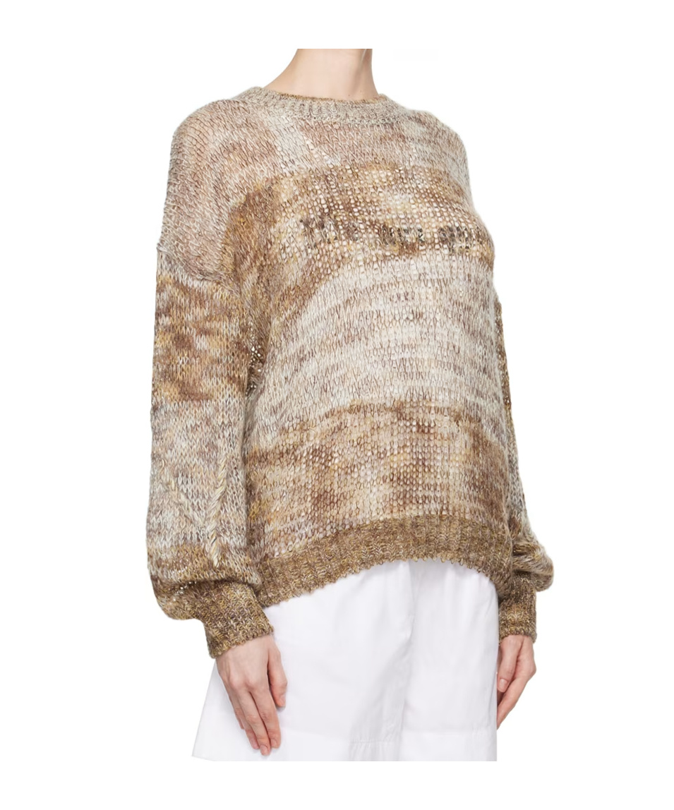 Open Yy Shimmer Striped Sweater In Neutral