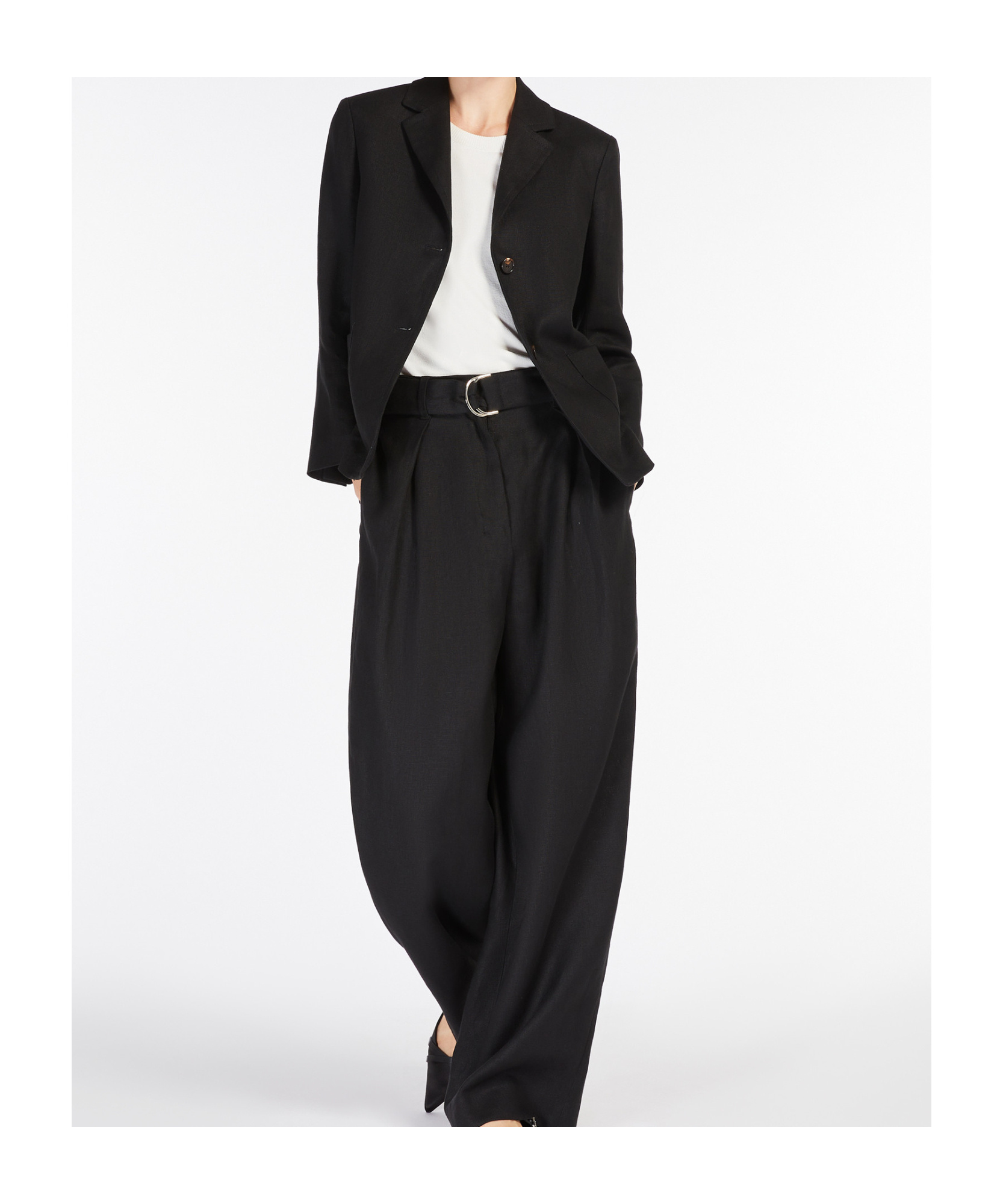 Max Mara Heavy Linen Canvas Jacket In Black