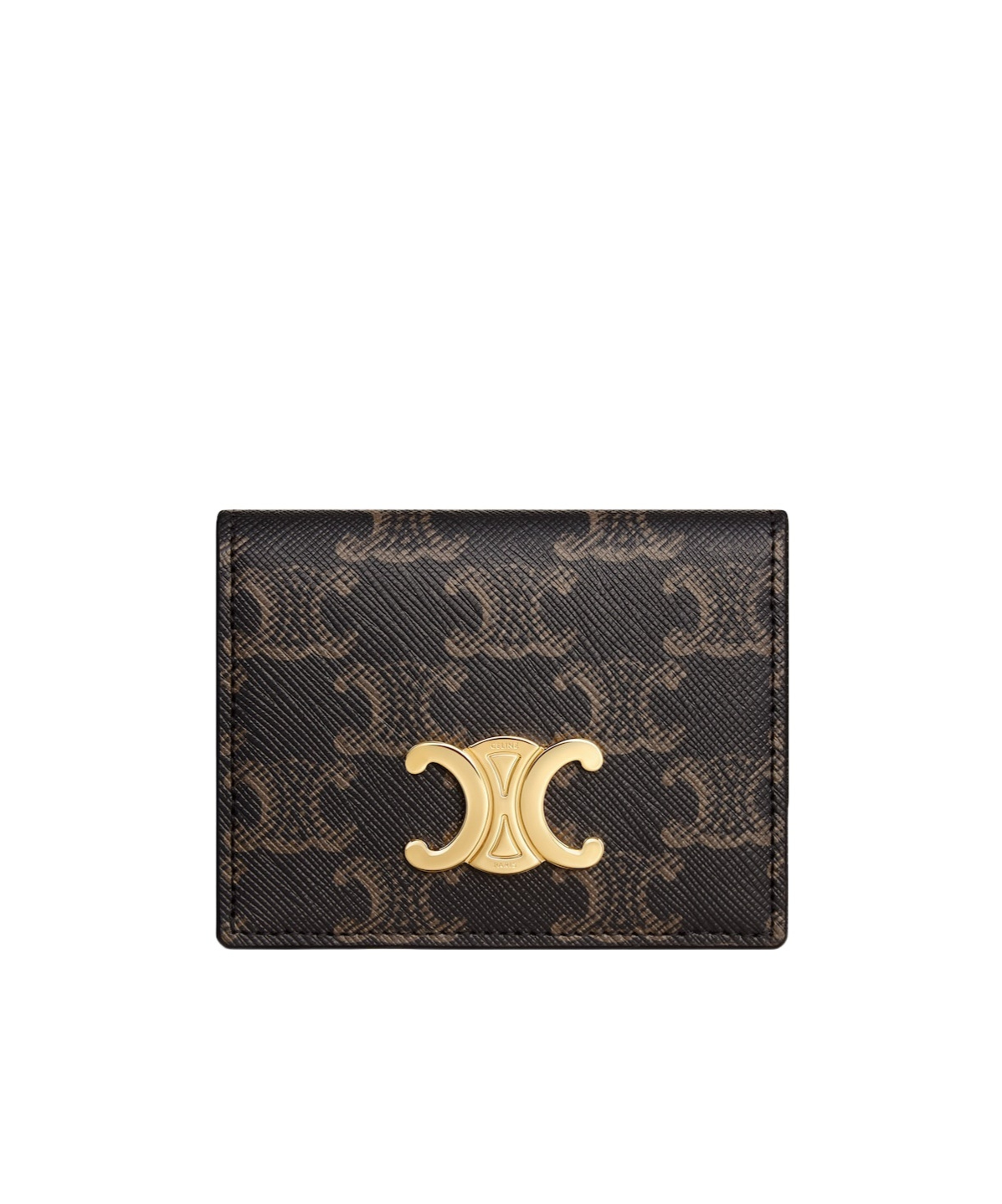 Celine Bi-fold Card Holder In Triomphe Canvas In Brown