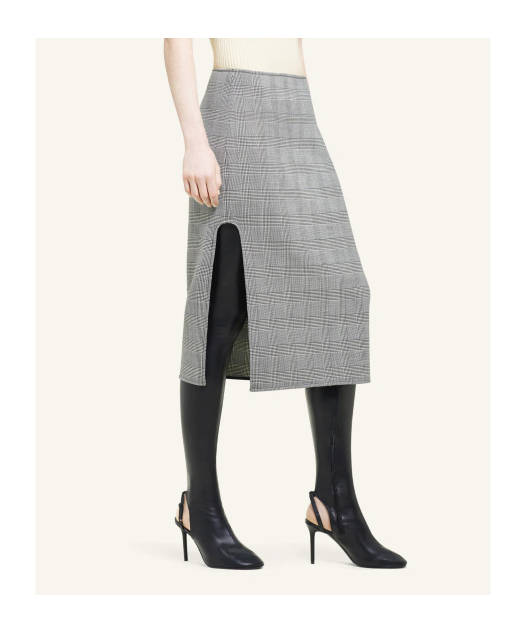 Courrèges Twill Houndstooth Skirt In Gray