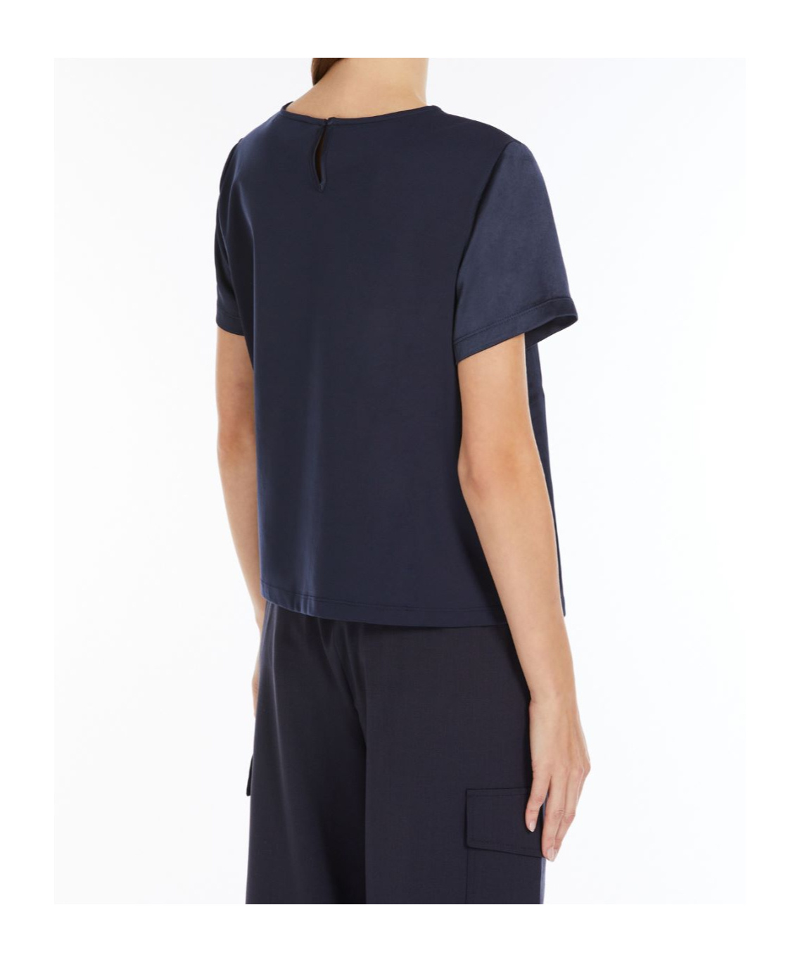 Weekend Max Mara Amburgo T-shirt In Satin And Jersey In Blue