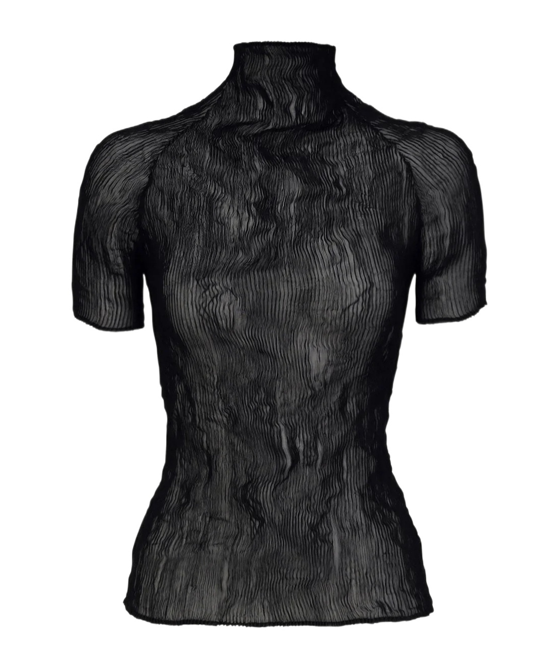 Issey Miyake High-necked Short-sleeved Top In Black