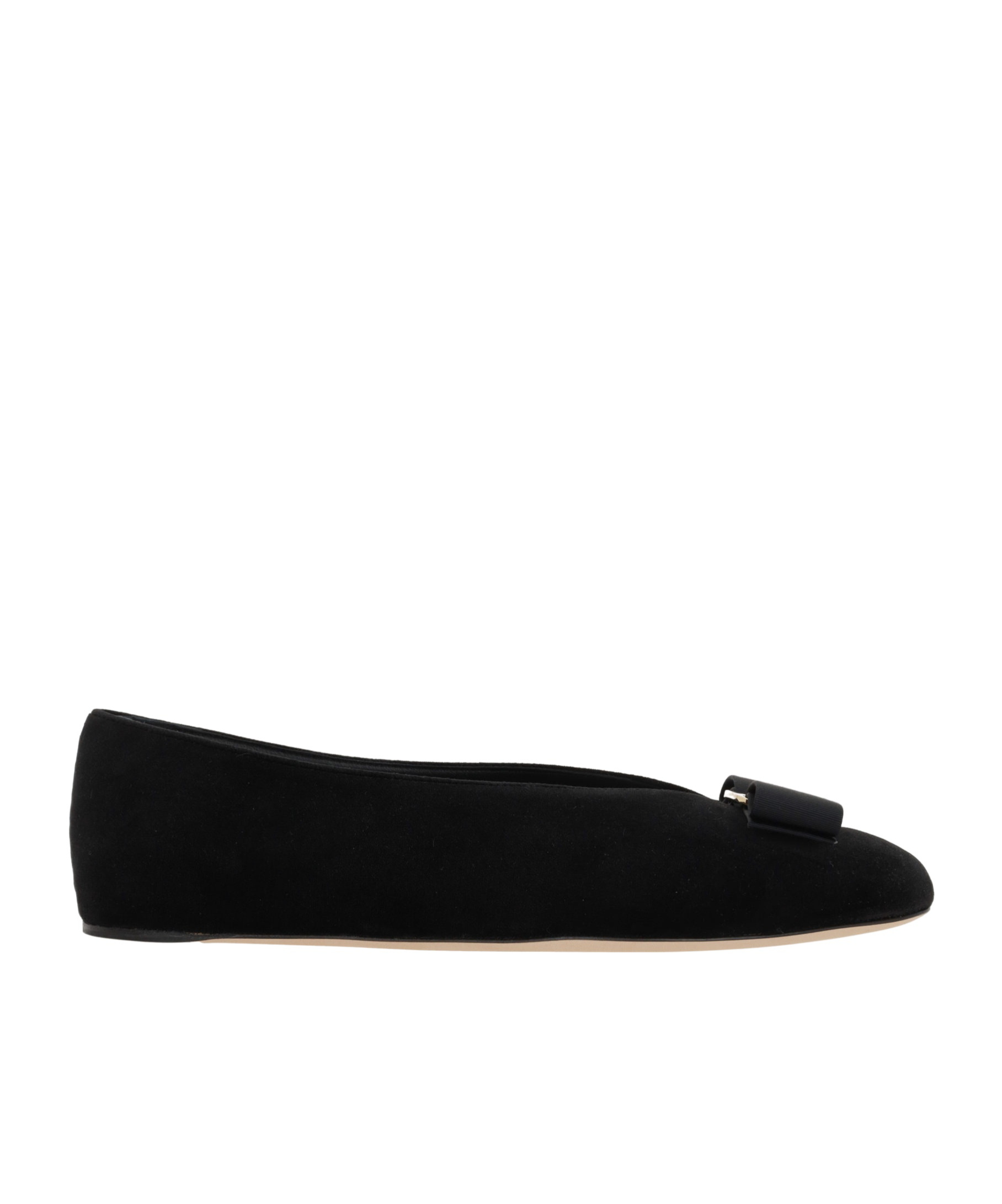 Ferragamo Vanna V Ballerinas In Velvet In Black
