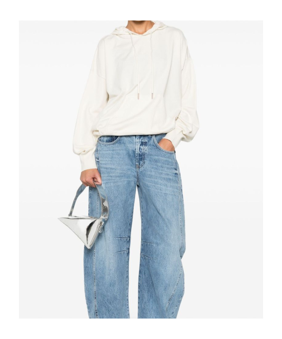 Blugirl Relaxed Fit Hooded Sweatshirt With Ribbed Details In White