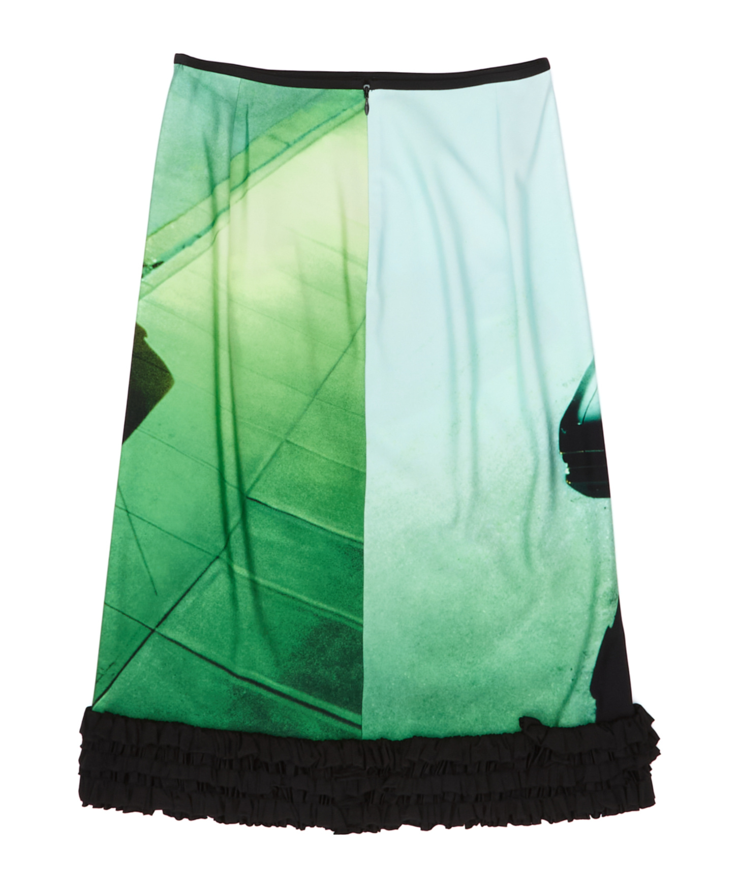 Jil Sander Printed Skirt With Rouches Green Night In Black