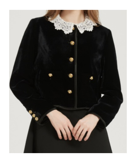 Marissa Chiara Long-sleeved Casual Jacket In Black