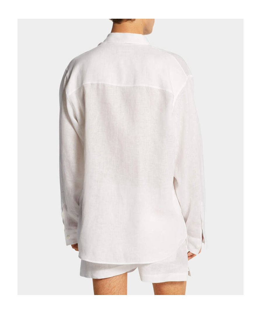 Shop Dsquared2 Summer Lovers Oversized Linen Shirt In White