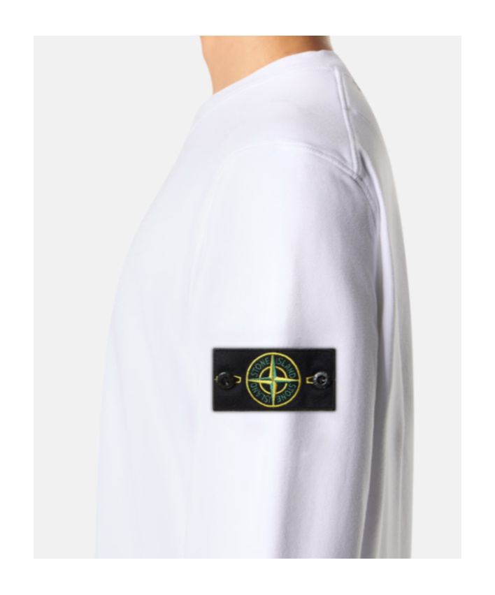 Stone Island Regular-fit Crewneck Sweatshirt With Elasticated Cuffs In White