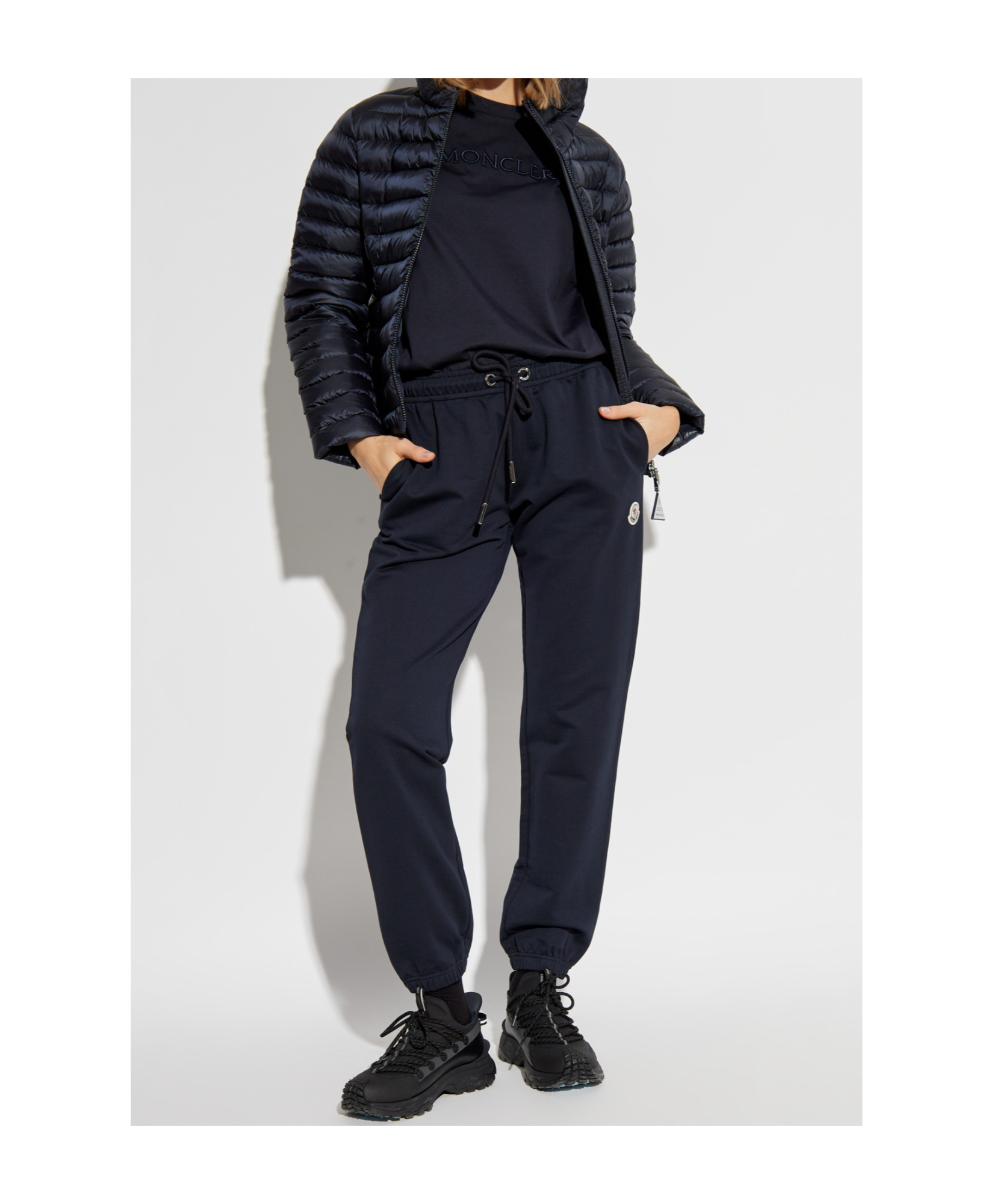 Shop Moncler Logo-patch Track Pants In Blue