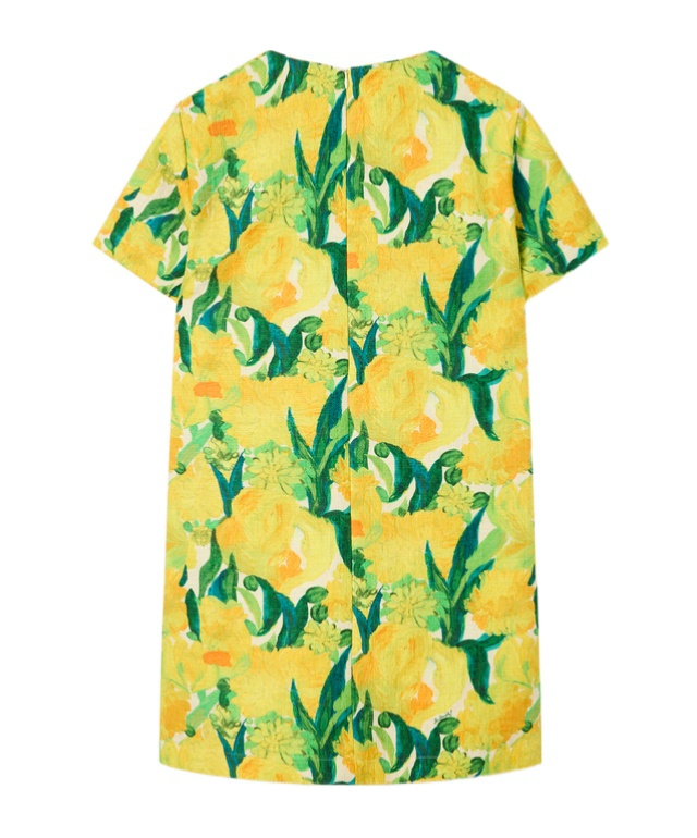 La Doublej Swing Lemon-print Shift Mini Dress In Yellow