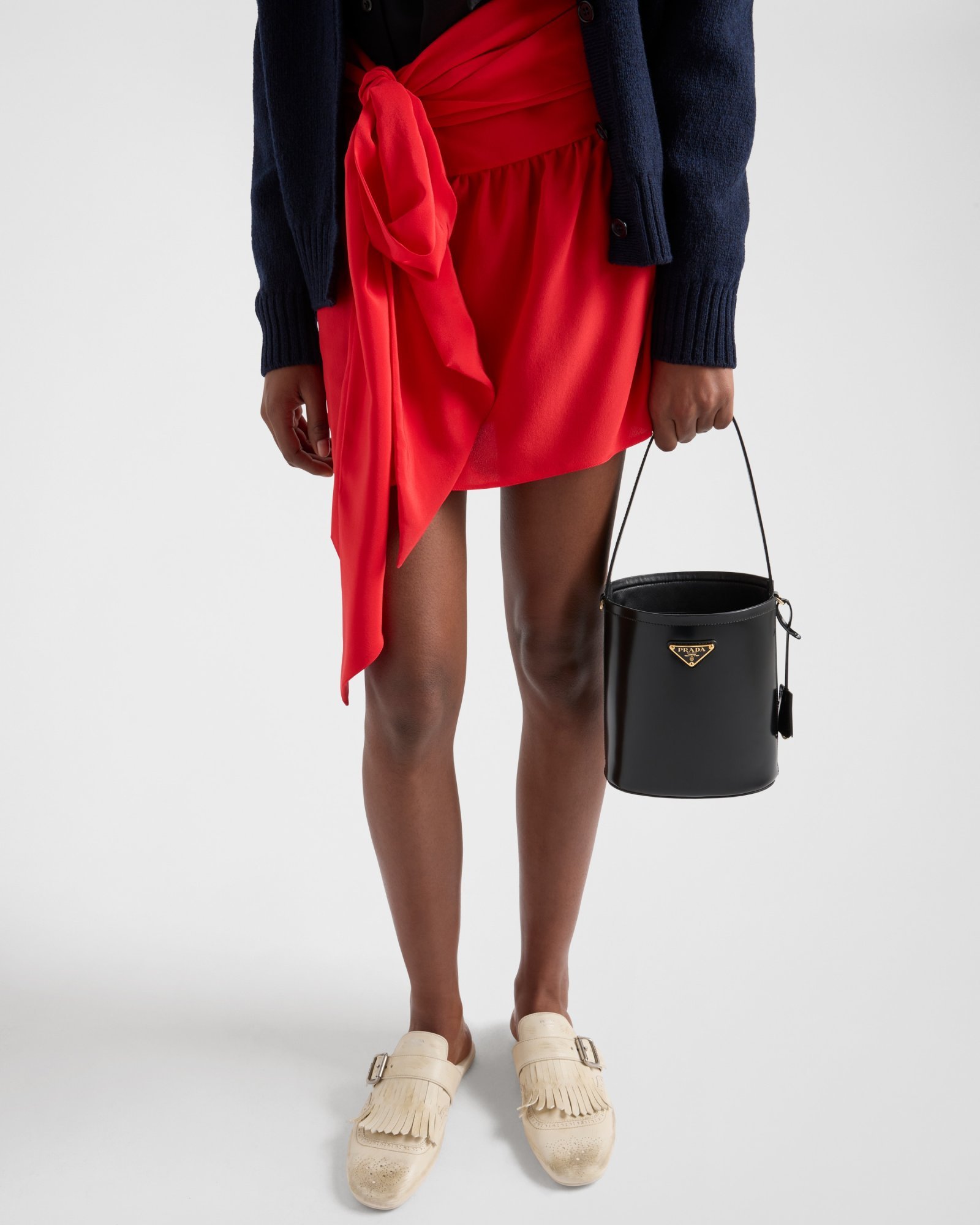 Prada Crepe De Chine Wrap Mini Skirt In Red