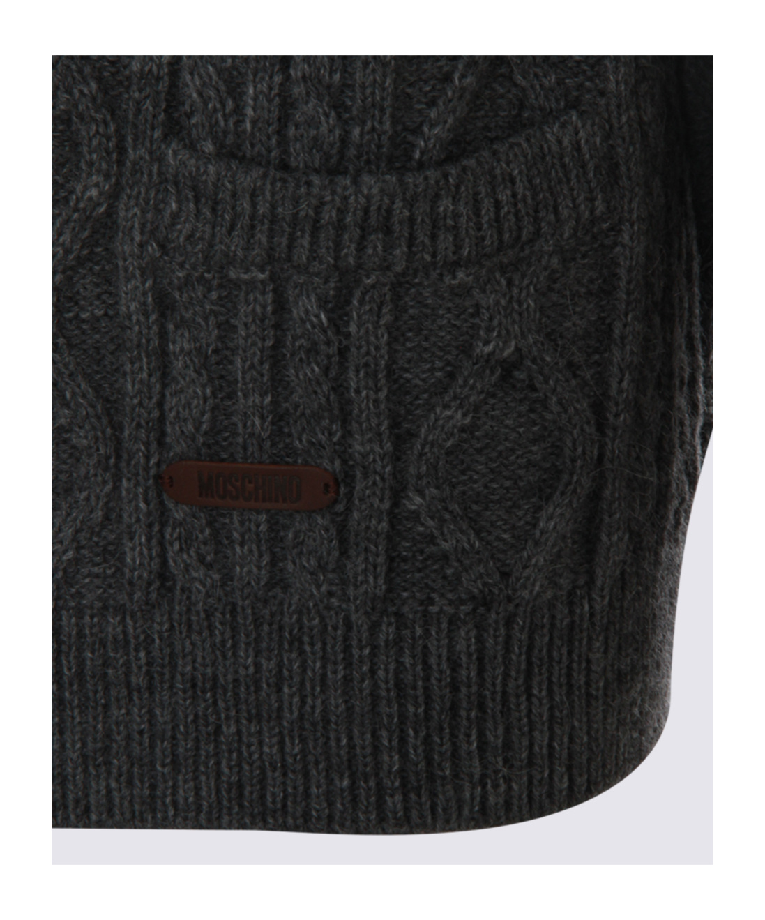 Moschino Dual-tone Cable Knit Crewneck Sweater In Black