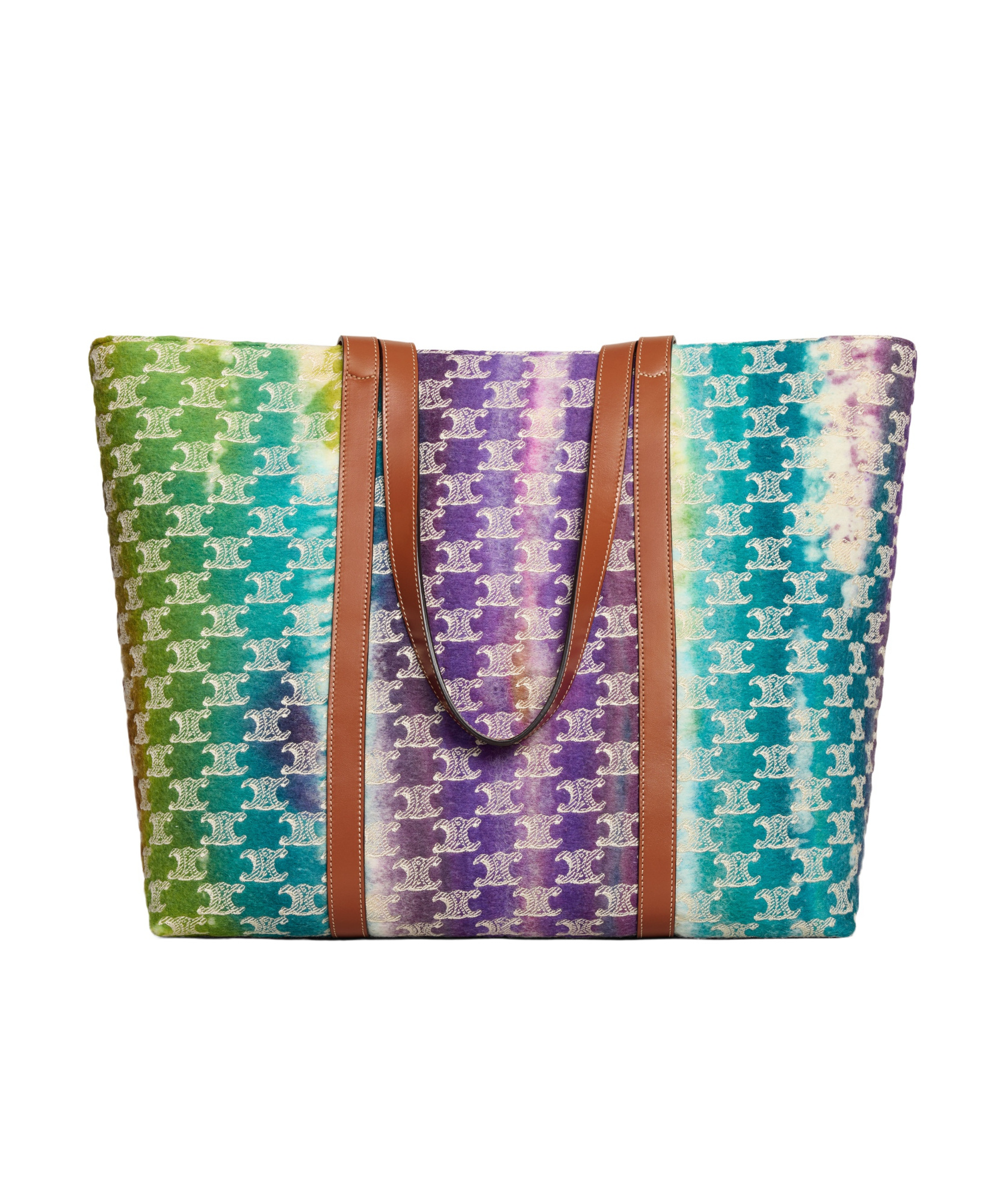 CELINE HORIZONTAL MUSEUM BAG IN TEXTILE WITH TRIOMPHE EMBROIDERIES AND CALFSKIN