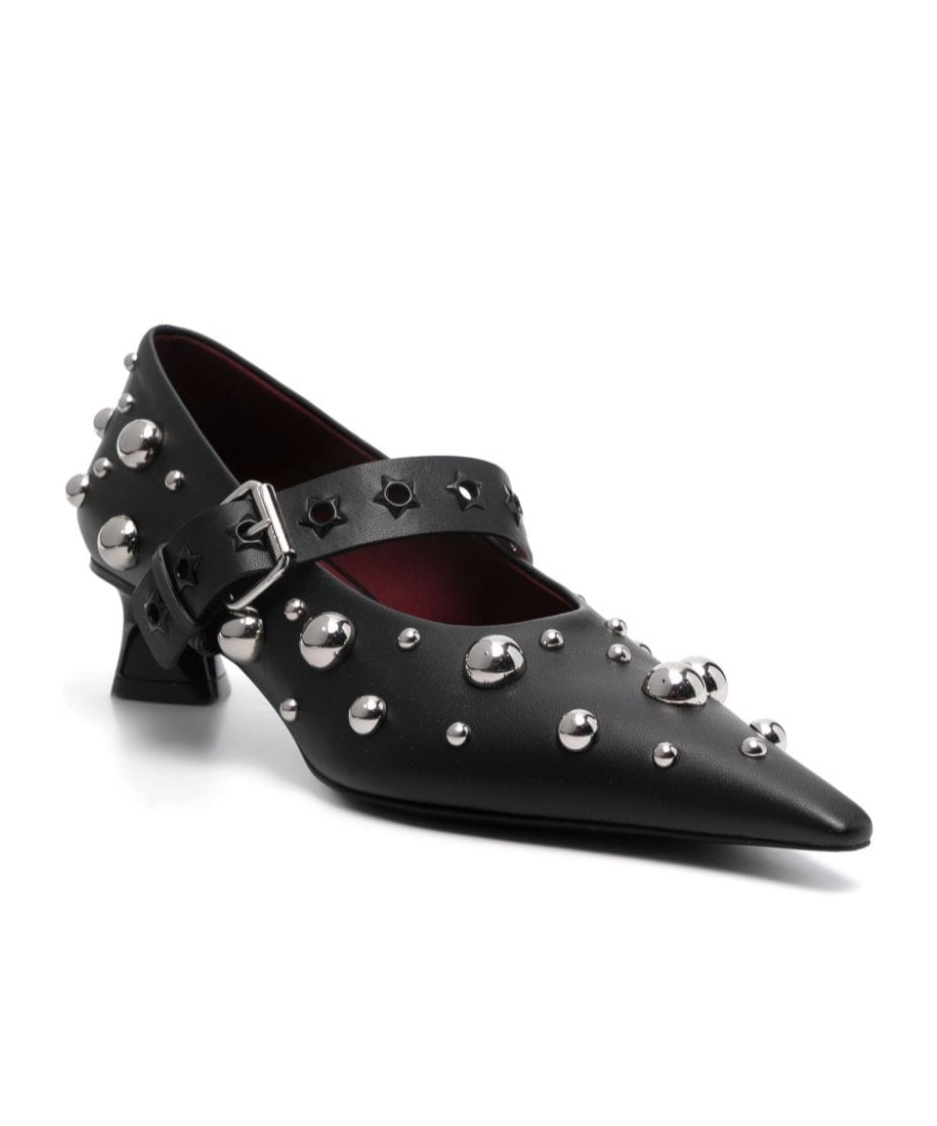 Stella Mccartney Black Elsa Studded Kitten Heels In Black