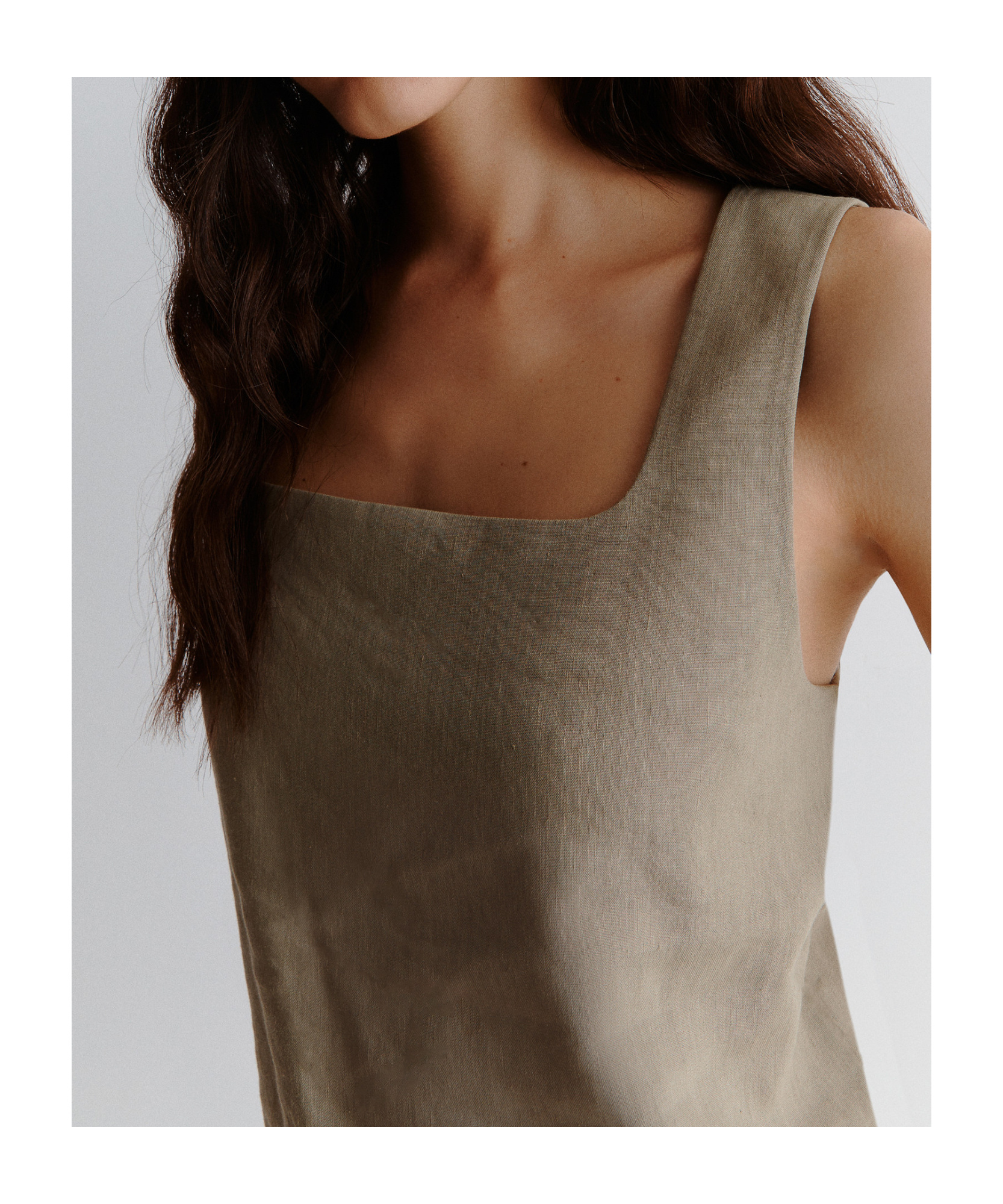 Marella Stretch Viscose And Linen Top - Green In Gray