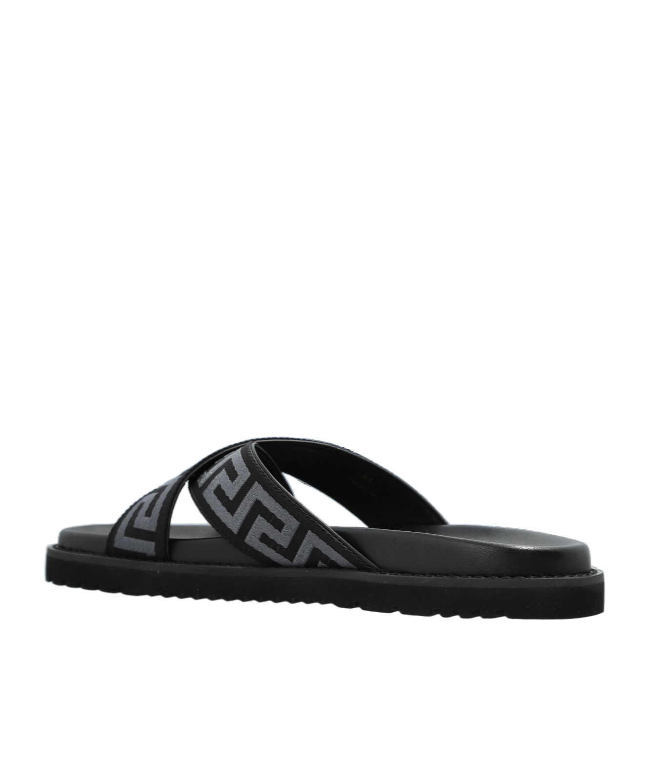 Versace Greca Jacquard Flat Slides In Black