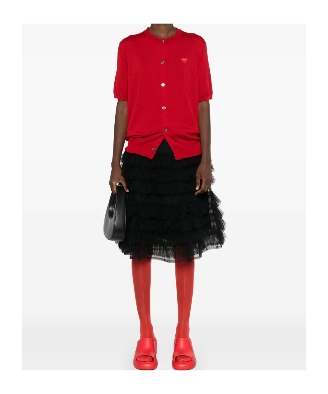 Comme Des Garçons Play Heart-patch Wool Cardigan In Red