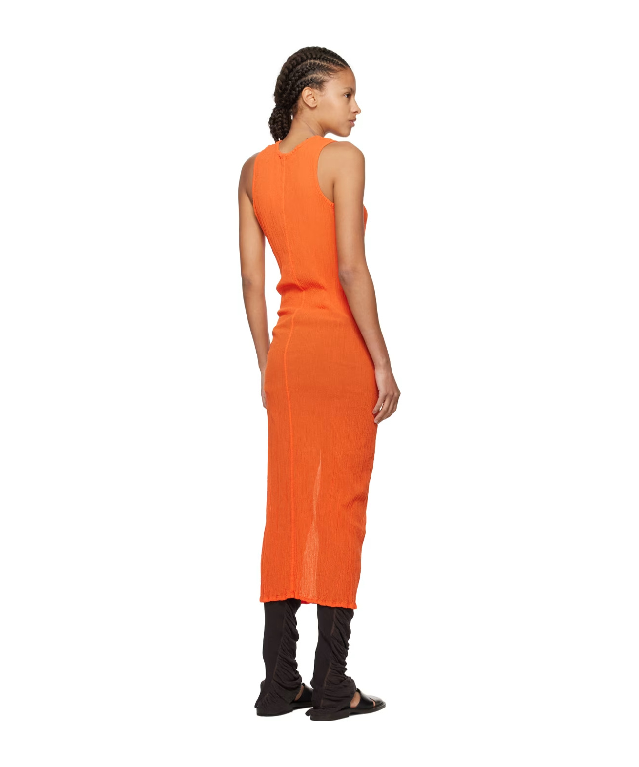Issey Miyake Round Collar Sleeveless Dress In Orange
