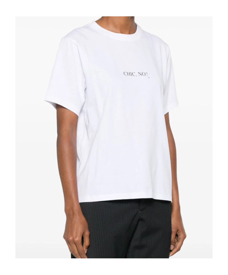 Victoria Beckham White Crewneck T-shirt With Slogan Print On The Front In Cotton Woman In White
