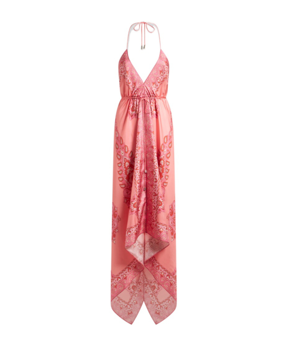 Etro Hem Halter Neck Layered Paisley Print Dress In Pink