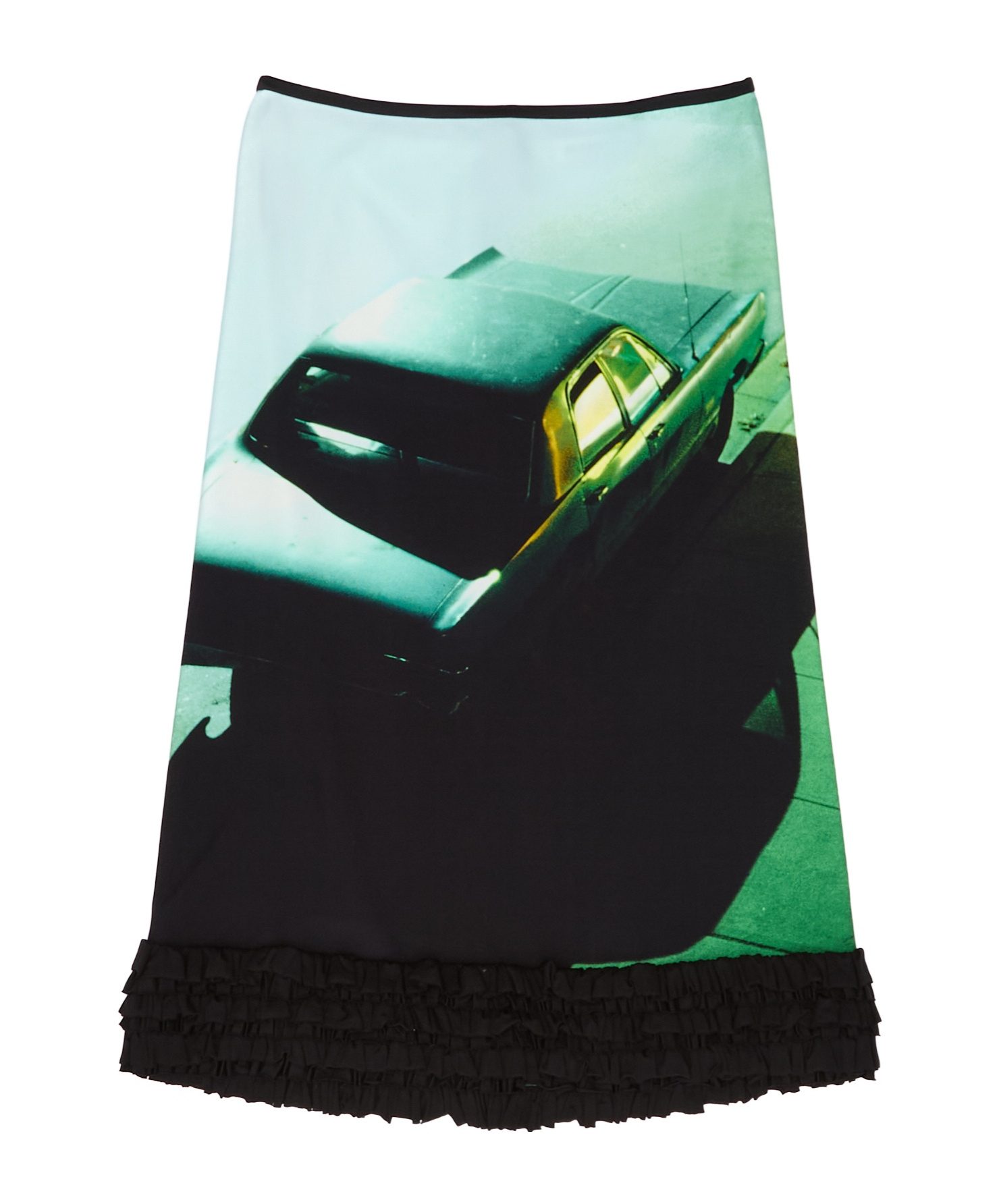 Jil Sander Printed Skirt With Rouches Green Night In Black
