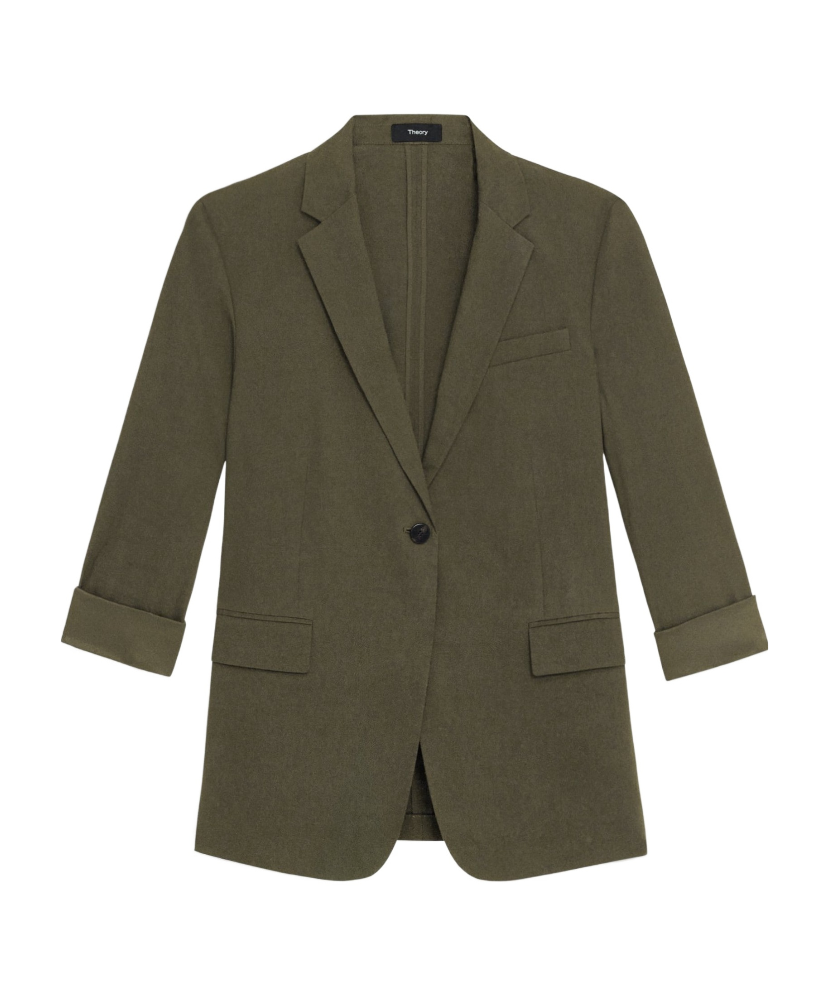Theory Roll-sleeve Suit Coat In Brown