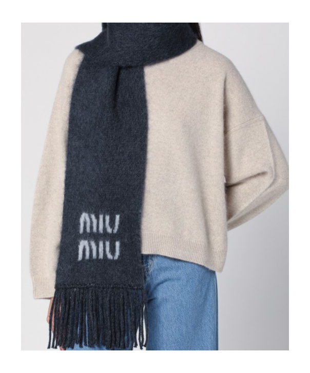 Miu Miu Logo Scarf In Black