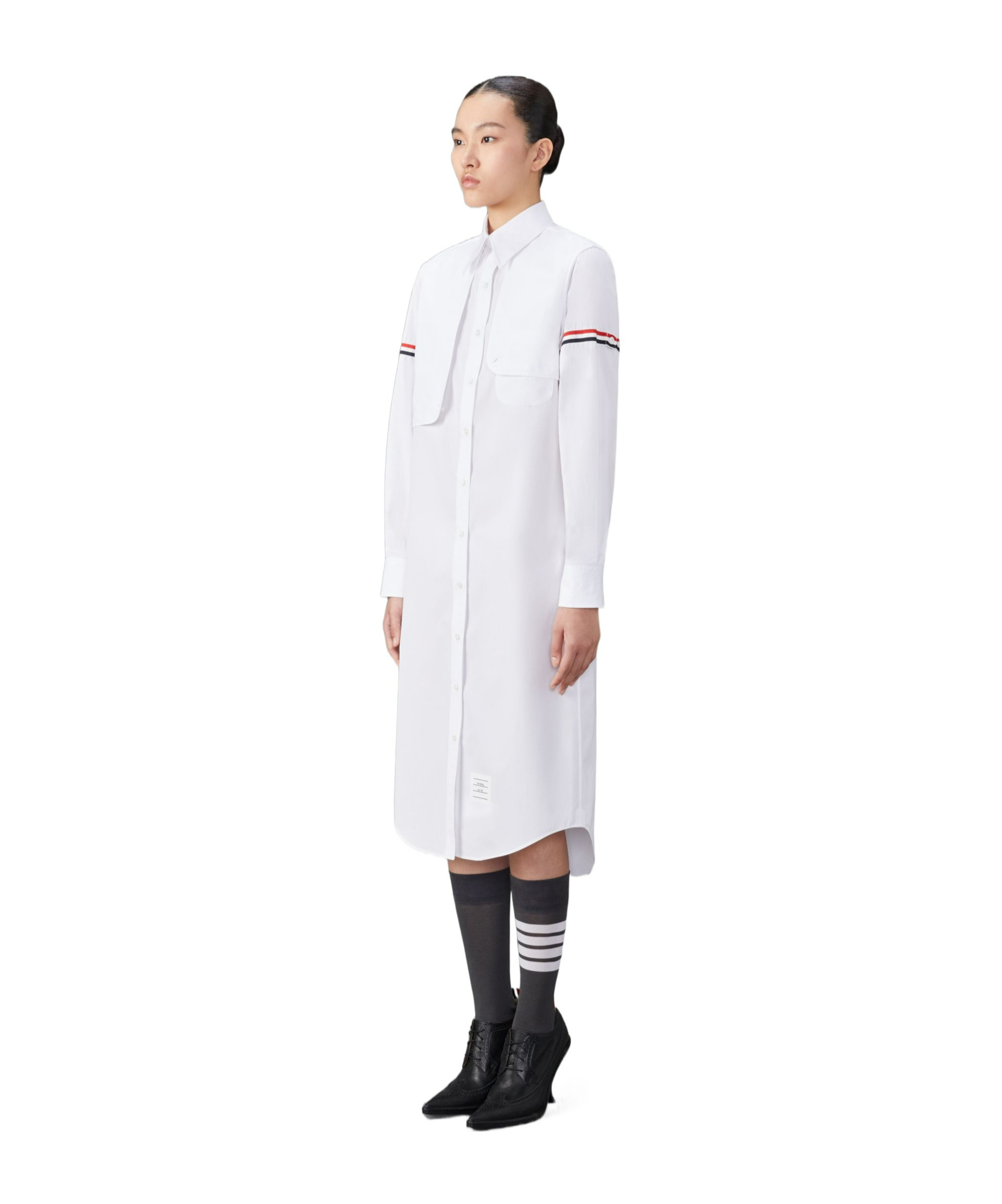 Thom Browne Rwb-stripe Cotton Shirt Dress - Women's - Cotton In White