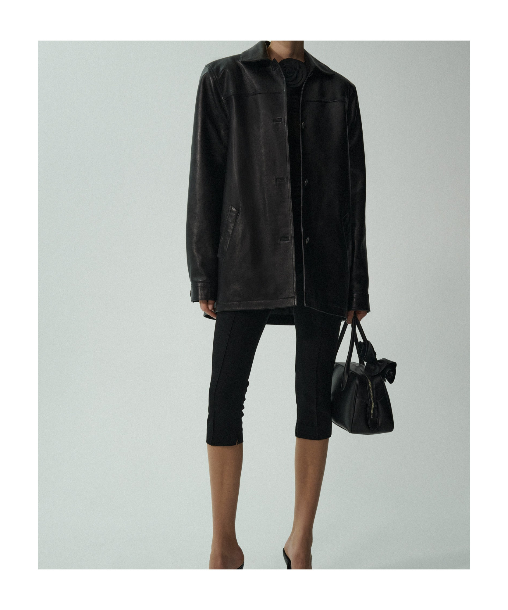 Magda Butrym Long-sleeved Leather Jacket In Black