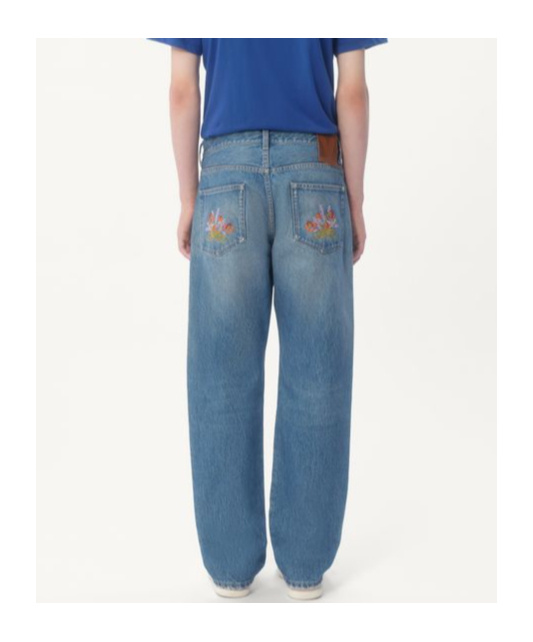 Shop Valentino Embroidery Beaded Jeans Pants In Denim